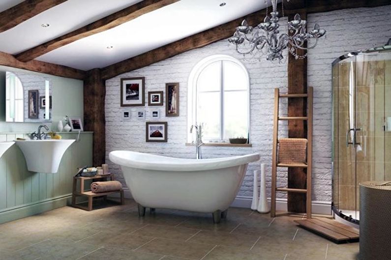 Brick wall in the interior of the bathroom - photo