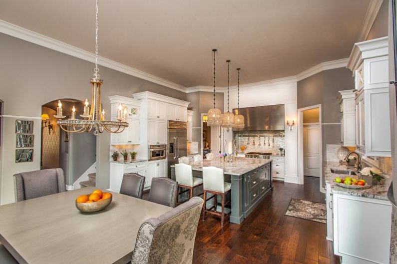 Kitchen interior design in gray - photo