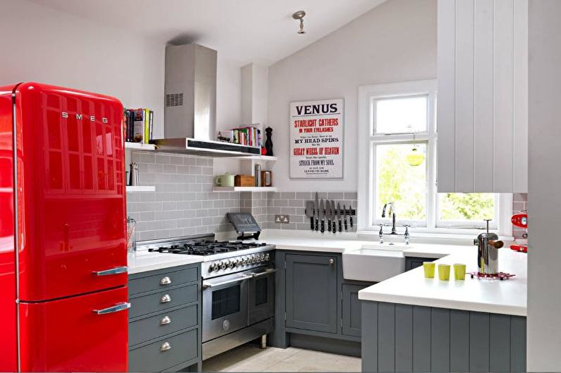 Kitchen interior design in gray - photo