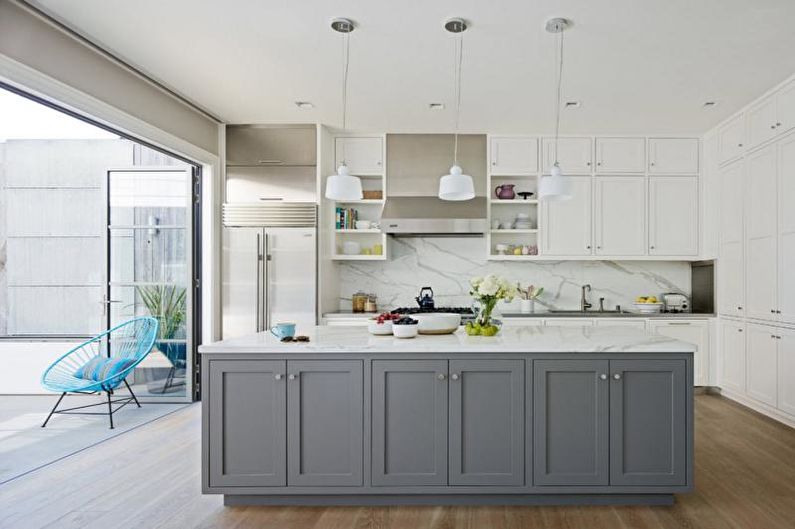 Kitchen interior design in gray - photo