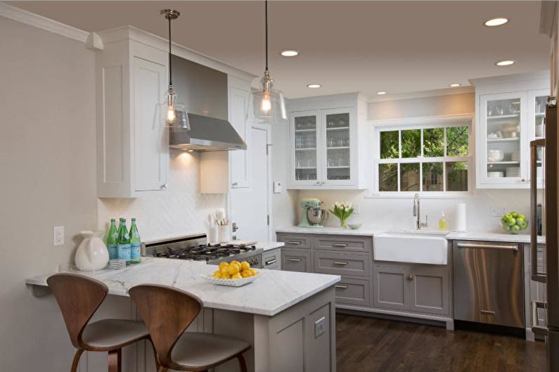Kitchen interior design in gray - photo