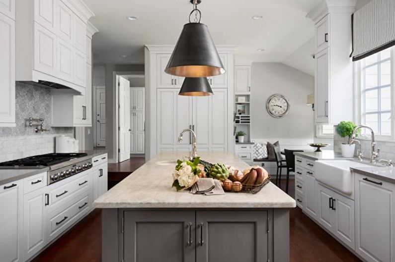 Kitchen interior design in gray - photo