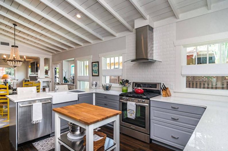 Kitchen interior design in gray - photo