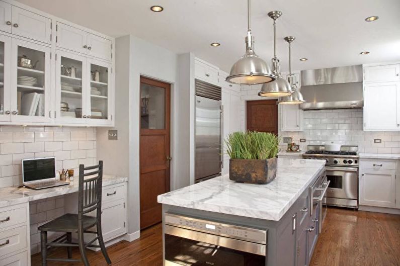 Kitchen interior design in gray - photo