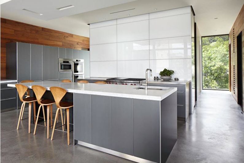 Kitchen interior design in gray - photo
