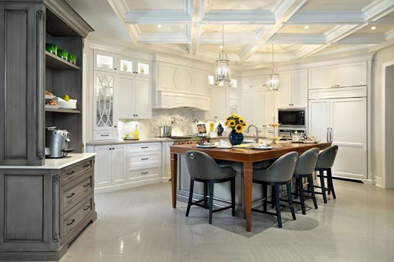 Kitchen interior design in gray - photo