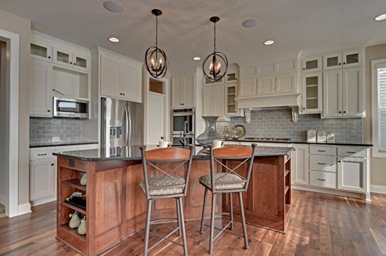 Kitchen interior design in gray - photo