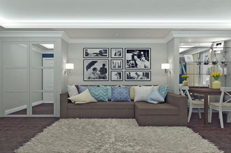 Interior design of a two-room apartment - photo