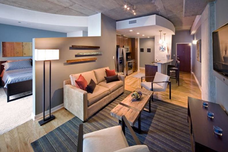 Interior design of a two-room apartment - photo