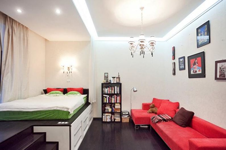Divisatge de l'habitació al dormitori i la sala d'estar - podi