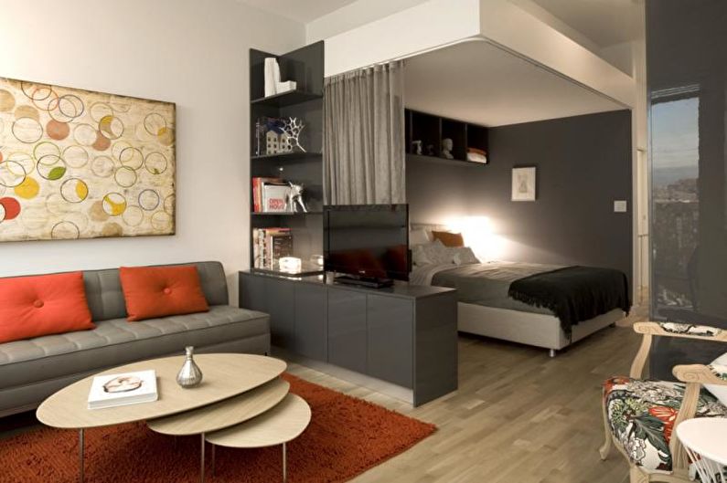 Zona de la sala d'estar-dormitori - foto