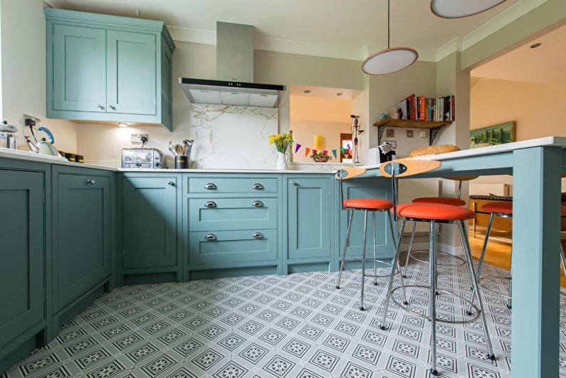Kitchen Design in Turquoise - Floor Finish