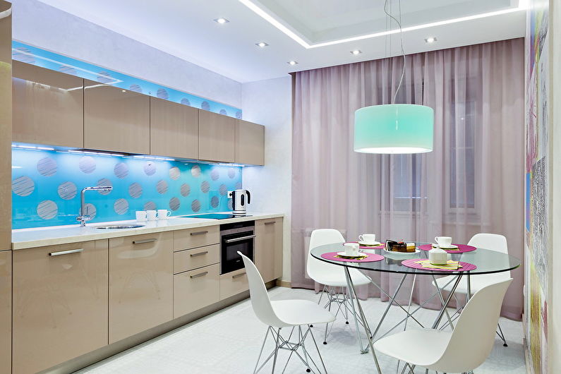 Kitchen design in turquoise color - Apron