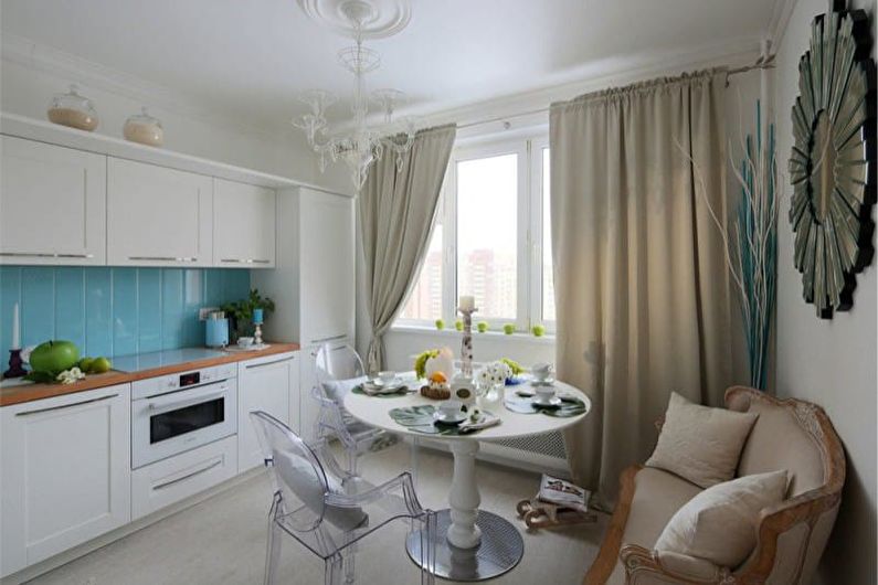 Interior design of a kitchen in turquoise tones - photo