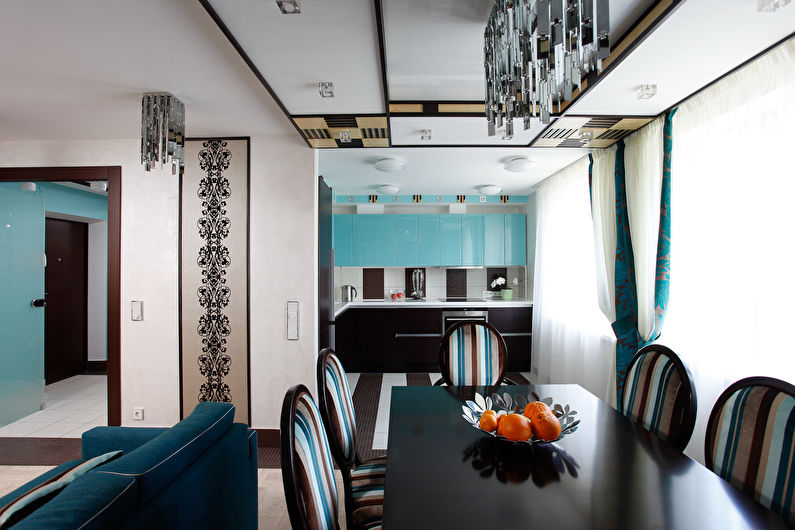 Interior design of a kitchen in turquoise tones - photo