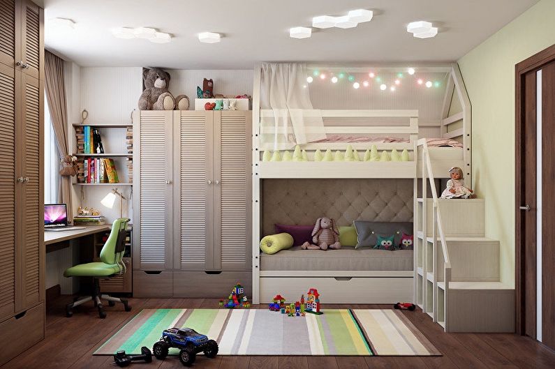 Design of a children's room for a boy and a girl - Choose a color