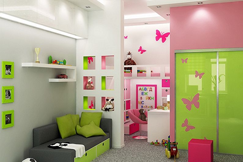 Design of a children's room for a boy and a girl - Zoning