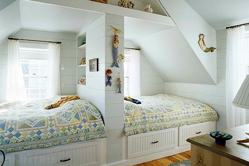 Interior design of a children's room for a boy and a girl - photo