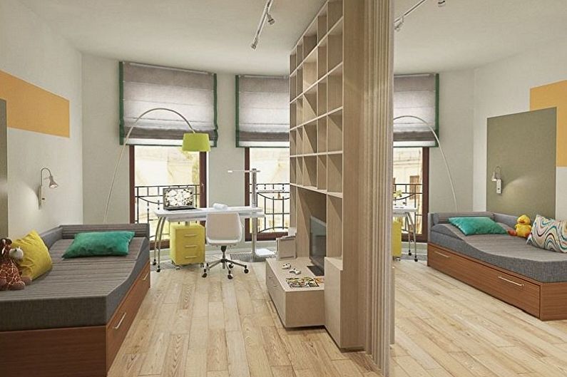 Interior design of a children's room for a boy and a girl - photo