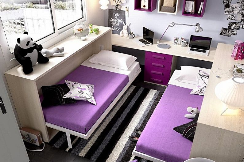 Interior design of a children's room for a boy and a girl - photo