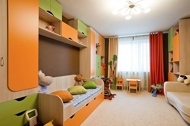 Interior design of a children's room for a boy and a girl - photo