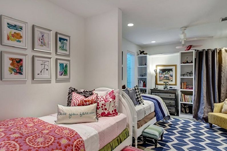 Interior design of a children's room for a boy and a girl - photo