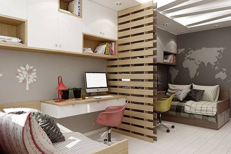Interior design of a children's room for a boy and a girl - photo
