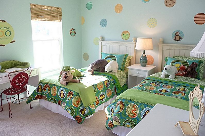 Interior design of a children's room for a boy and a girl - photo