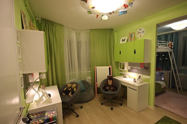 Interior design of a children's room for a boy and a girl - photo