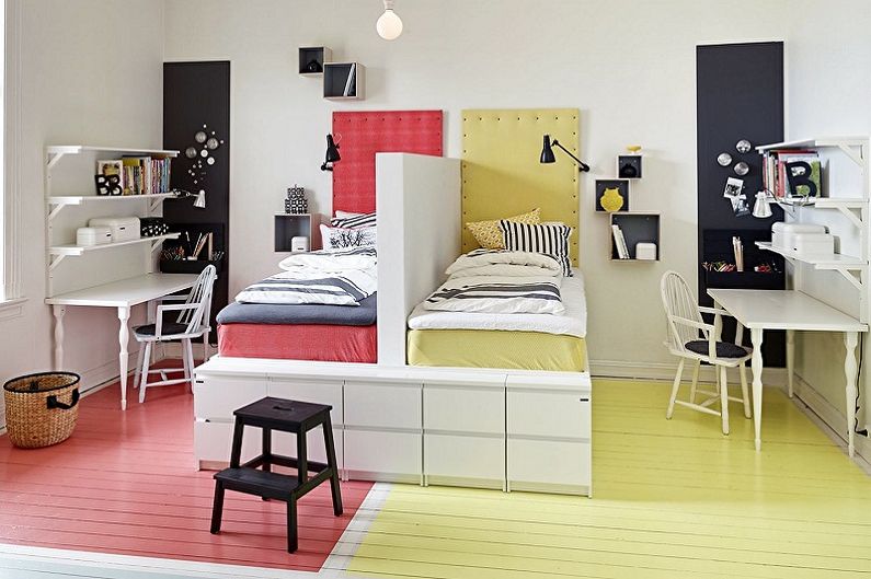 Interior design of a children's room for a boy and a girl - photo