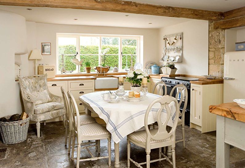 White kitchen in country style - interior design