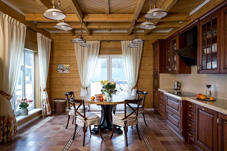 Country style kitchen - floor design and decoration