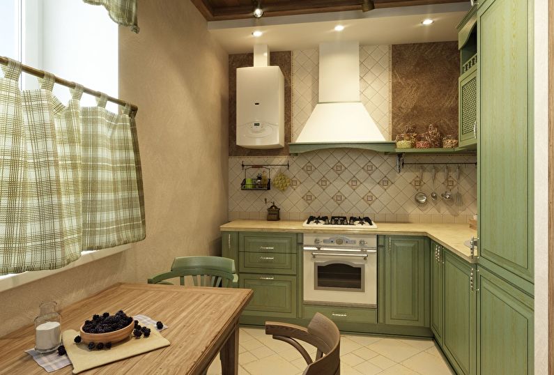 Design of a small kitchen in country style - photo