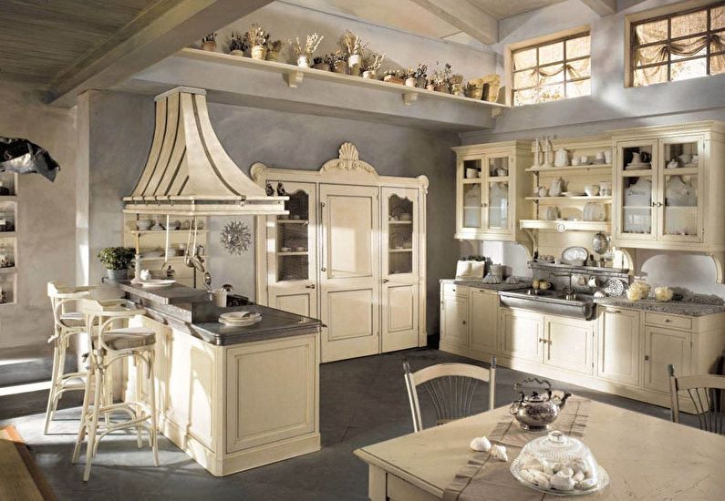 Interior design of kitchen in country style - photo