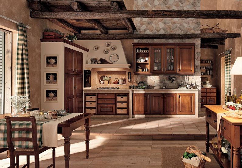Interior design of kitchen in country style - photo