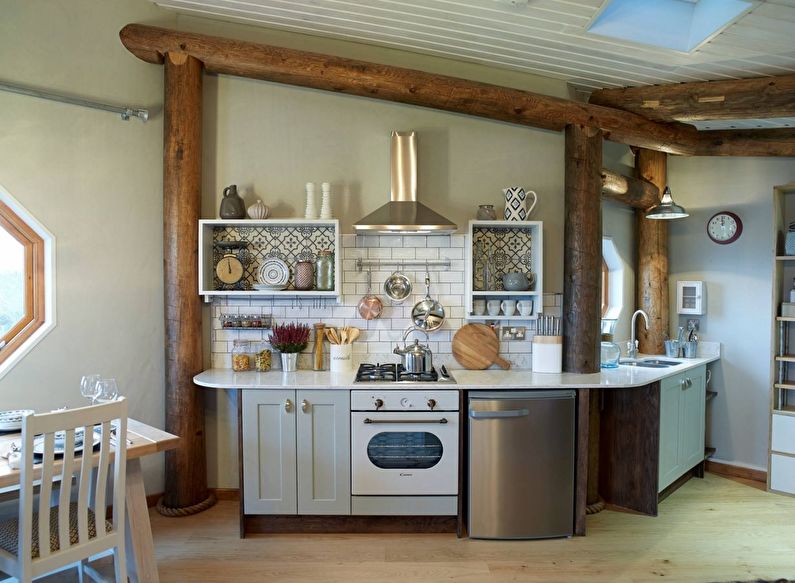 Design of a small kitchen in country style - photo