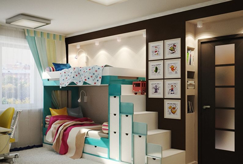 Interior design of a children's room for heterosexual children