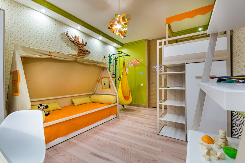 Interior design of a children's room for heterosexual children