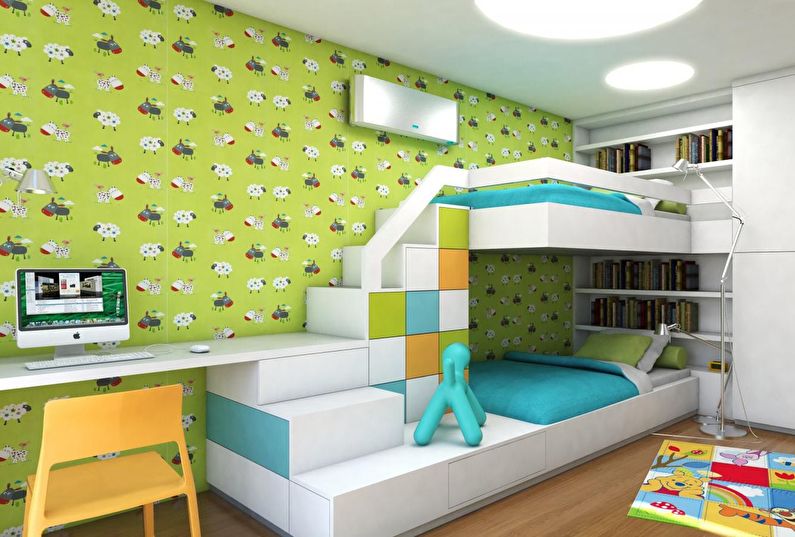 Interior design of a children's room for heterosexual children
