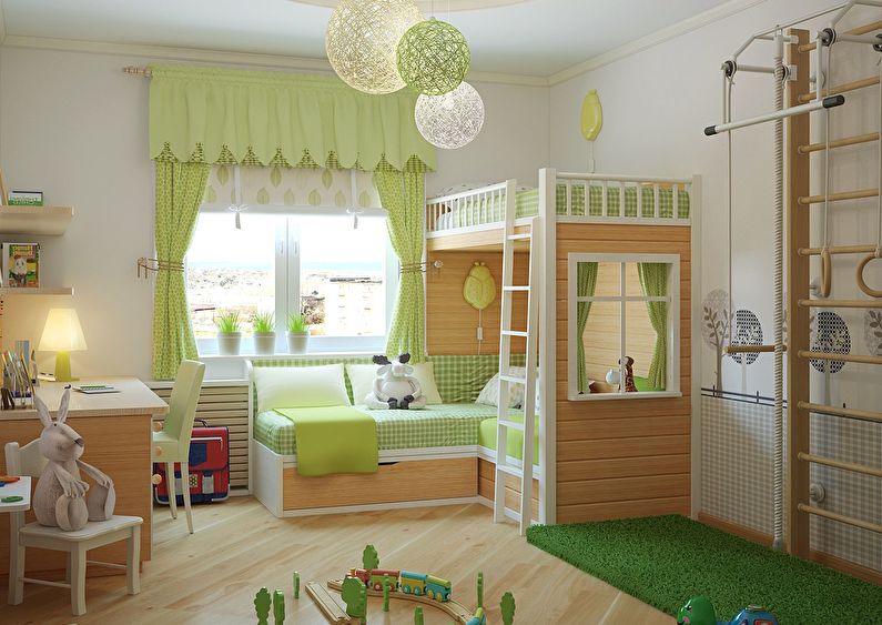 Interior design of a children's room for heterosexual children