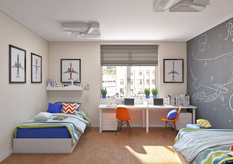 Interior design of a children's room for heterosexual children
