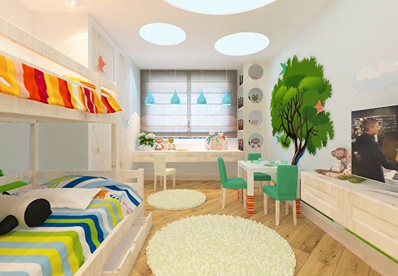 Interior design of a children's room for heterosexual children