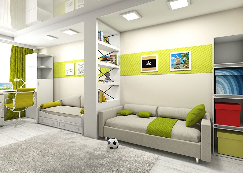 Interior design of a children's room for heterosexual children