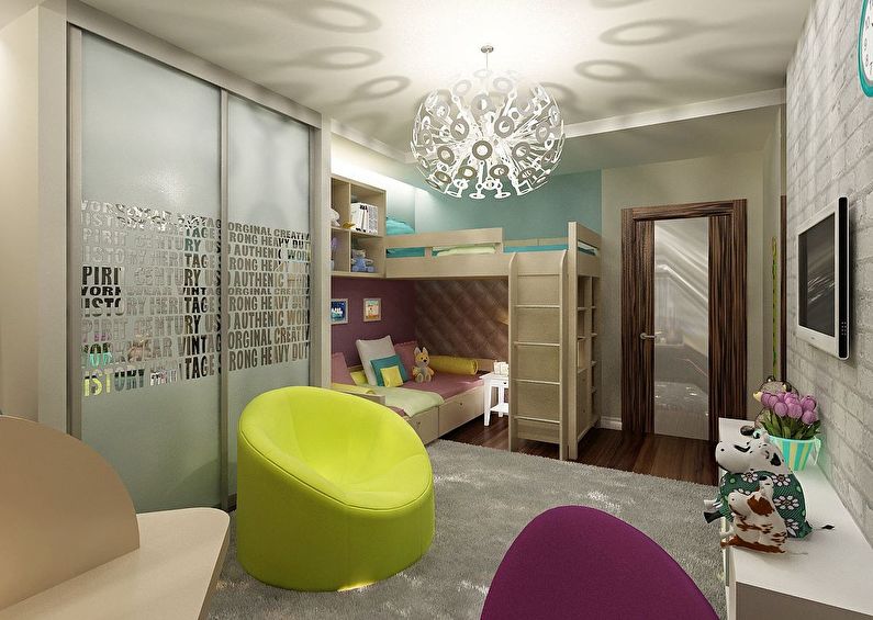 Interior design of a children's room for heterosexual children