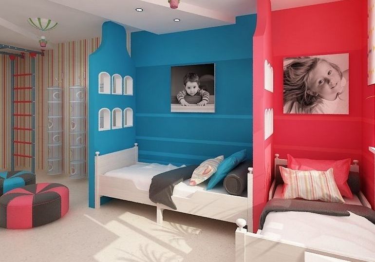 Interior design of a children's room for heterosexual children