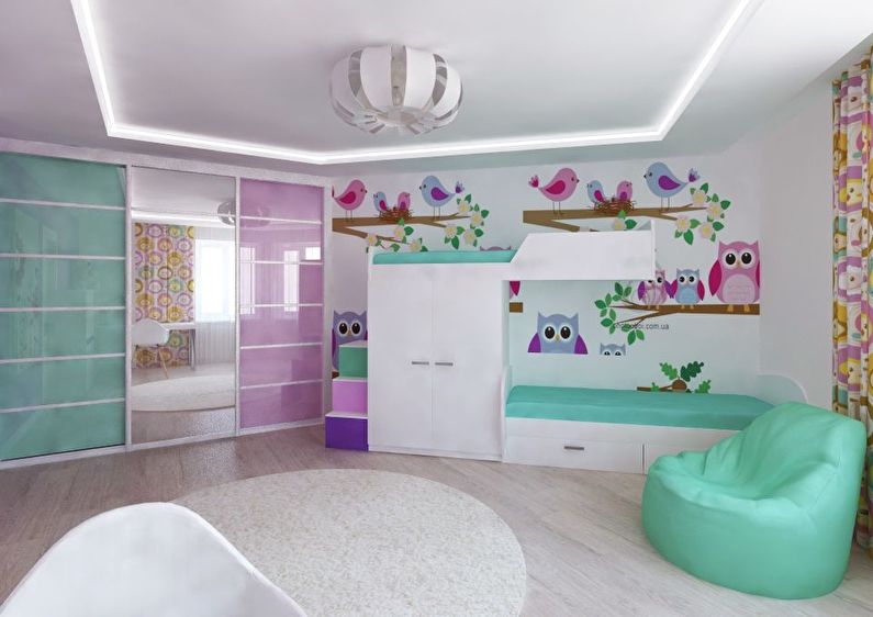 Interior design of a children's room for heterosexual children
