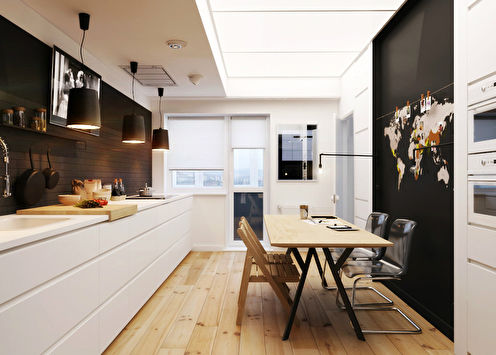 The interior of a small apartment of 50 sq.m.