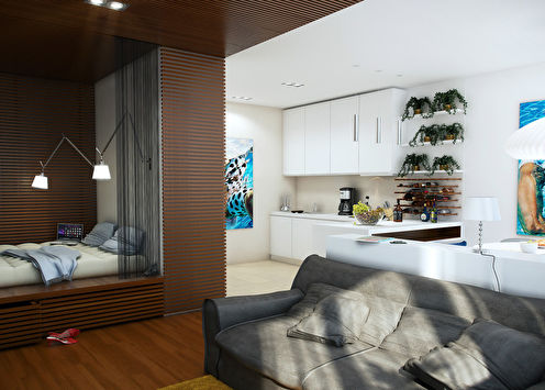 “Marine theme”: Project of a small apartment, 60 m2