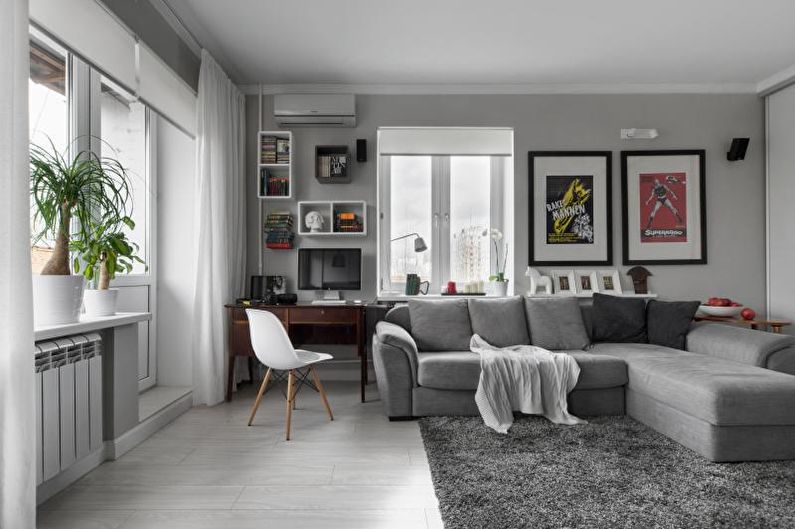 Yhden huoneen asunnon sisustus 30 m². - Kuva