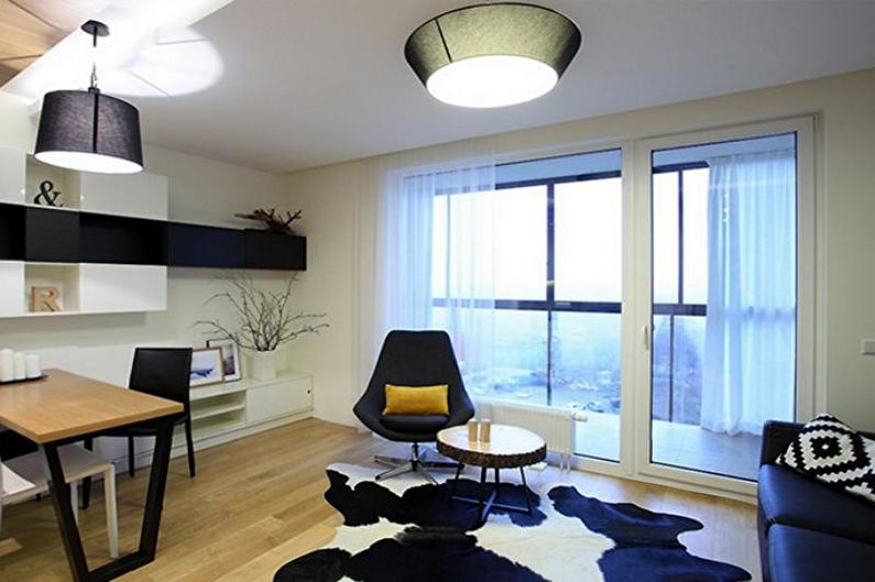 Yhden huoneen asunnon sisustus 30 m². - Kuva